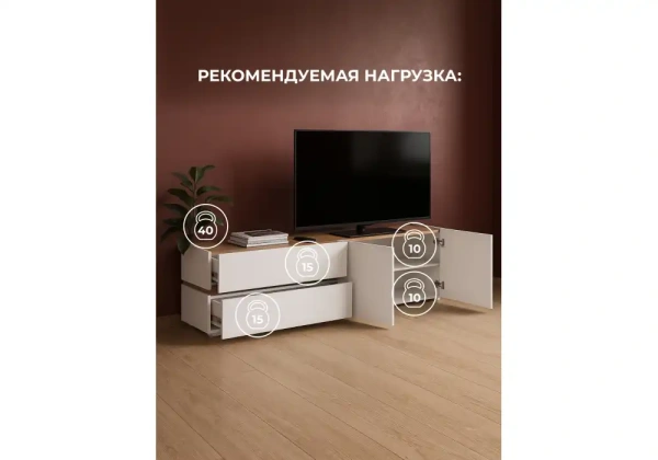 ТВ-тумба Woodville Атлон белый / дуб вотан