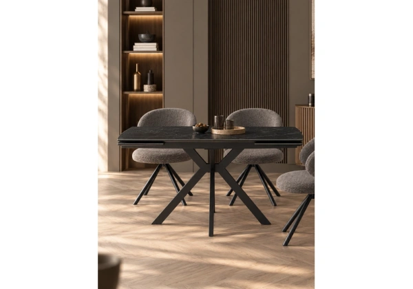 Керамический стол Woodville Катчел-2 120(180)x80 matte черный мрамор / черный