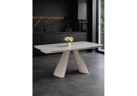 Керамический стол Woodville Grig 165(240)x90 серо-бежевый